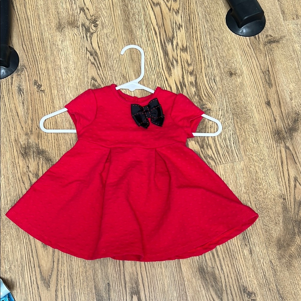 Charming Red Kids Dress with Black Bow
